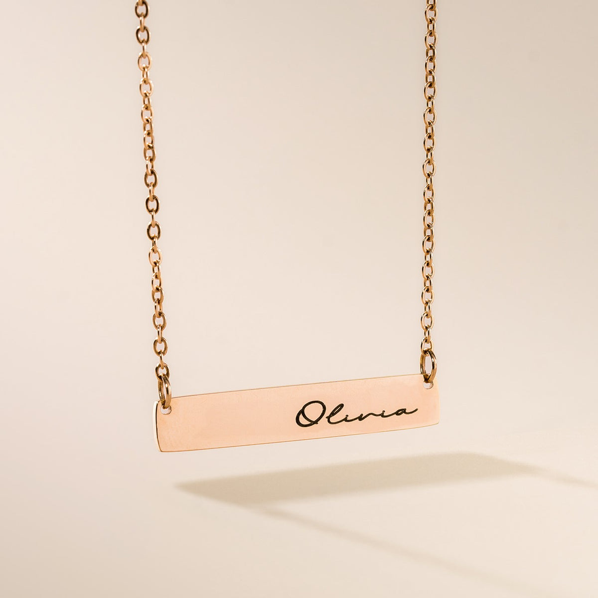Rose gold bar necklace