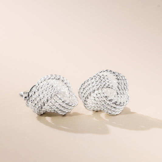 Tennis knot silver earrings