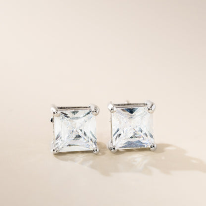Square cubic zirconia stud earrings