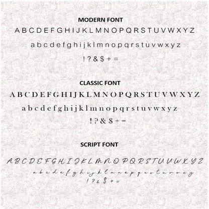 Available fonts for personalisation