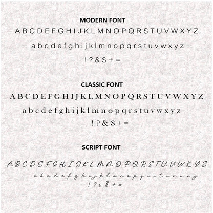Available fonts for personalisation