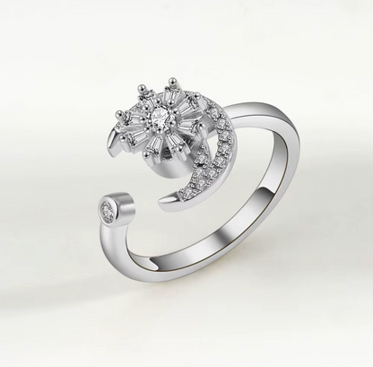 Flower & Moon Fidget Ring Mivy Jewellery