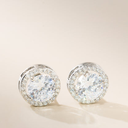 Round cubic zirconia stud earrings
