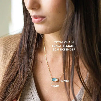 Oval stone necklace gold dimensions and length