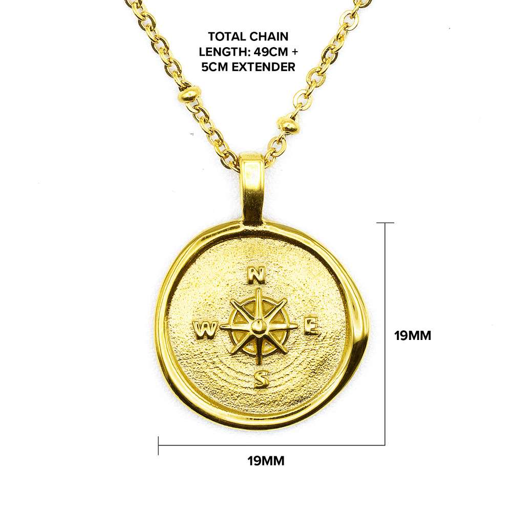 Gold compass necklace dimensions