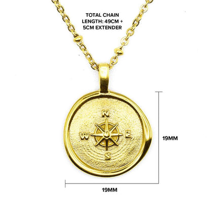 Gold compass necklace dimensions