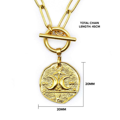 Dimensions of the gold star moon fob necklace