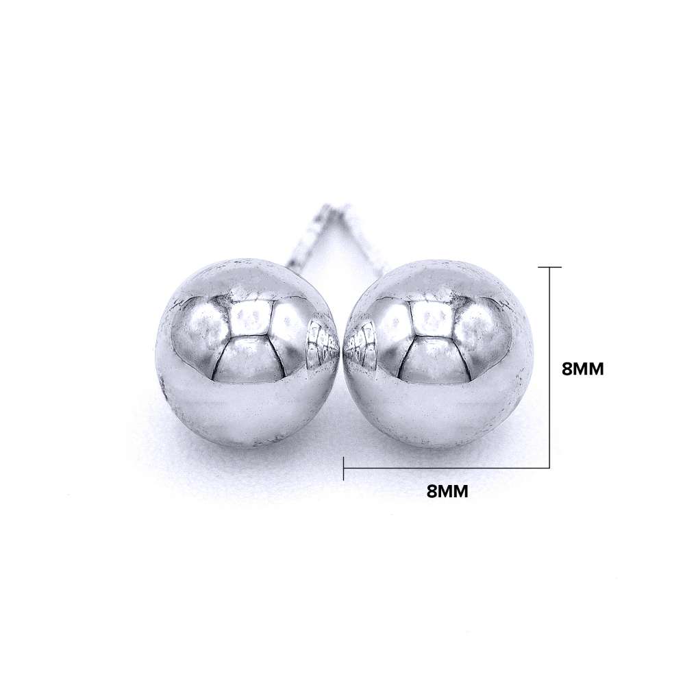 Dimensions of the ball stud earrings