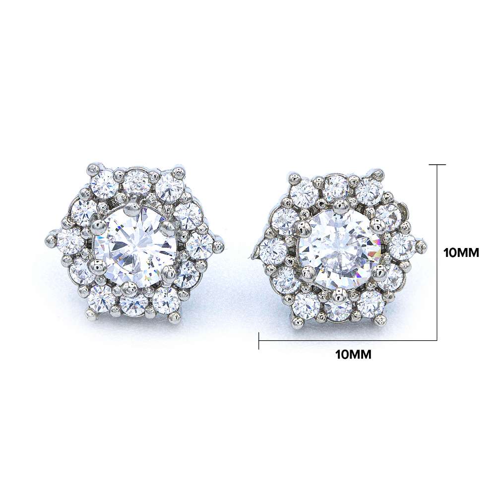 Dimensions of the hexagon cubic zirconia stud earrings