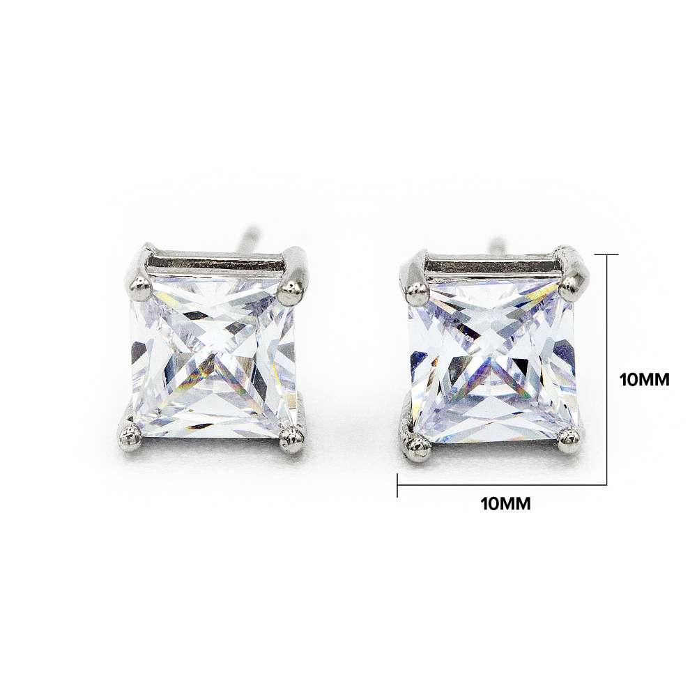Dimensions of the square cubic zirconia stud earrings