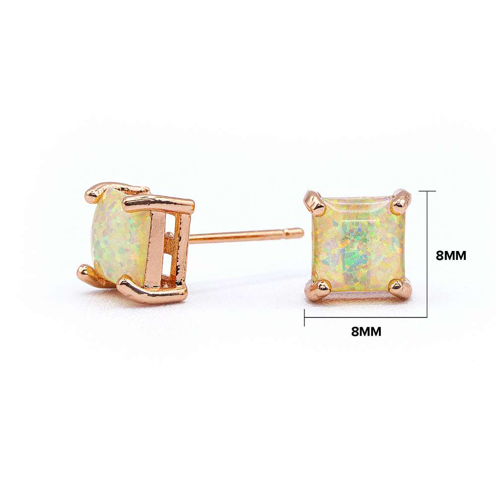 Dimensions of the rose gold opal stud earrings