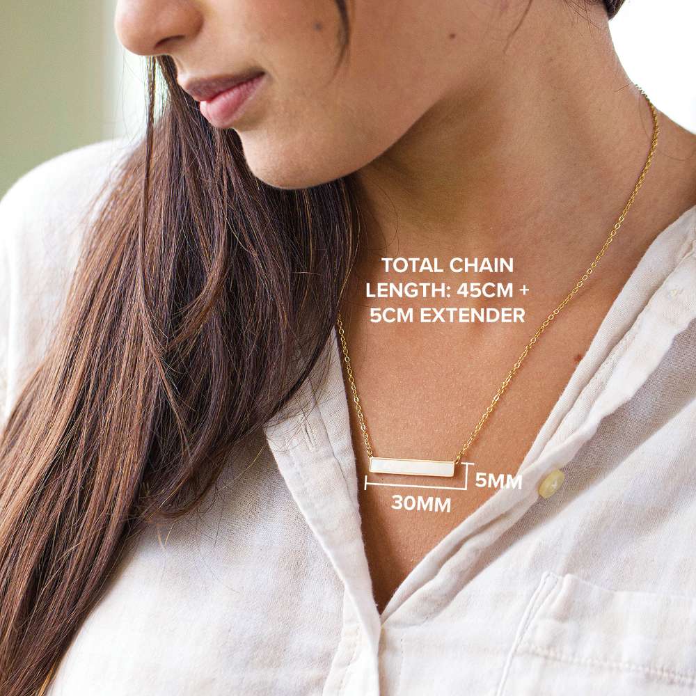 Dimensions of the shell bar golden necklace